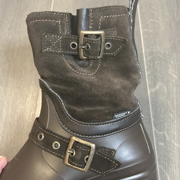 Santana Canada Waterproof Boots Cayley Suede / Rubber Brown Rain Boots Size 8 - Picture 15 of 16